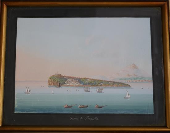 19th century Neapolitan School Isola di Nisita; Procita; Capri and Ischia overall 7.25 x 9.5in.